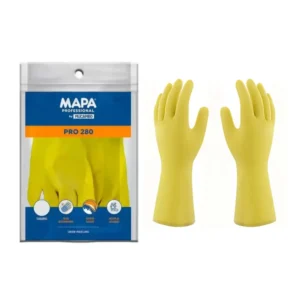 LUVA LATEX M MUCAMBO AMARELA FORRADA