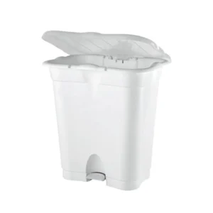 Lixeira 50L Branca Retangular com Pedal e Tampa Tritec