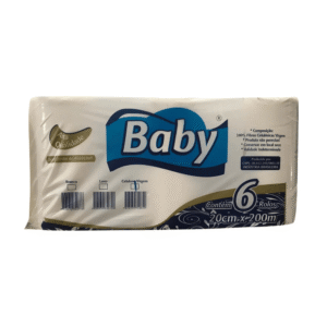 PAPEL TOALHA BOBINA 100% CELULOSE BABY 6 ROLOS COM 200M